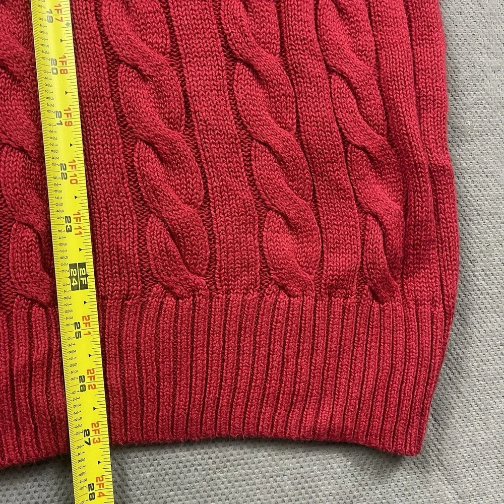 Polo Ralph Lauren Sweater Mens Large Red Cableknit Pullover Crewneck Preppy